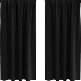 vidaXL Fekete Függöny Gyűrűkkel 2 pcs Fekete 175 x 140 cm Poliészter