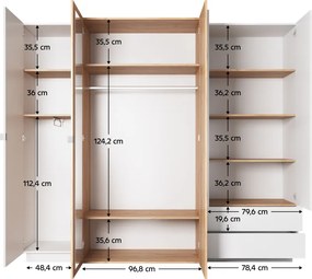 Szekrény, fehér/tölgy craft arany, TRIO A