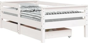 vidaXL fehér tömör fenyőfa gyerekágykeret fiókokkal 70 x 140 cm