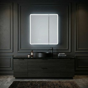 Rea Rea, LED tükrös szekrény világítással 60x70 cm, műanyag, M1011-60, fehér-szürke, REA-M0100