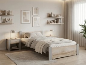 Ágy IKAROS 90 x 200 cm, sonoma tölgy/szürke Ágyrács: Lamellás ágyrács, Matrac: Sommera 18 cm matrac