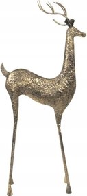Patinás arany fém szarvas szobrocska 55*21*132 cm