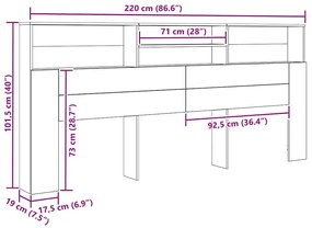 Fejhajtó szekrény kézműves tölgy 220 x 19 x 101.5 cm Faanyag