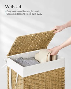 Szennyestartó, 90 literes, szintetikus rattan ruháskosár natúr