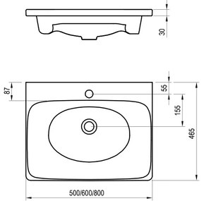 Ravak XJX01250000 - Süllyesztett mosdó BALANCE 50 x 46,5 cm kerámia/fehér