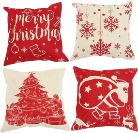 Párnahuzat karácsonyi dekoráció 45X45 cm piros/bézs 4 db