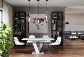 BLOK szétnyitható asztal székek nélkül, 120-160x75x80, fehér /beton