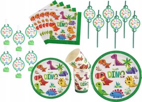 Dino Dinoszaurusz Bögre Szett Tányérok 18 23cm Szalvéta Síp Szívószál 42ele