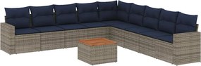 vidaXL 10 részes szürke polyrattan kerti ülőgarnitúra párnával