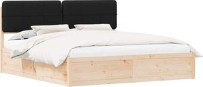 vidaXL Ágykeret Kárpitozott Fejtámlával Fekete 200 x 200 cm