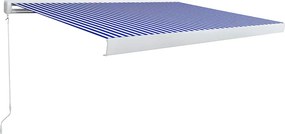 vidaXL kék és fehér manuális, kazettás napellenző 350 x 250 cm