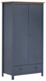 vidaXL Hill szürke 2 ajtós tömör fenyőfa ruhásszekrény 89x50x170 cm