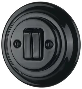 Bohemia-Design - Retro porcelán dupla kapcsoló, 5-ös kerettel, fekete