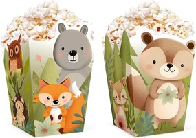 Popcorn doboz Erdei barátok mintával, 6 darabos