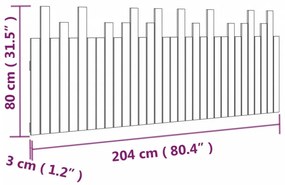 fehér tömör fenyőfa fali fejtámla 204x3x80 cm