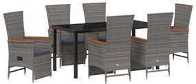 vidaXL Kert étkező szett párnával 7 pcs Szürke polirattan