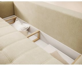 Bézs bársony kinyitható-tárolóhelyes kanapé 242 cm Weltton – ELTAP