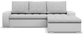 Toronto sarokkanapé, 2 ágyneműtartóval, fonott + műbőr, jobboldali, szürke - fehér