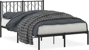vidaXL fekete fém ágykeret fejtámlával 120 x 200 cm