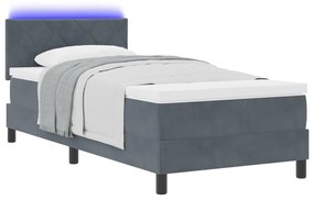 Bokszrugós Ágy Matraccal és LED Fekete 100x200 cm Bársonyban