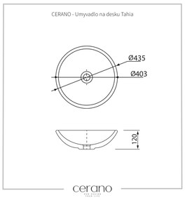 Cerano Tahia, asztali mosogató ⌀ 43 cm, fekete, CER-CER-403380