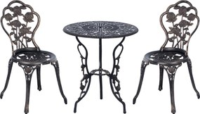 Outsunny Kerti Bútor 3 db-os Kerti Szett Ülőgarnitúra Erkély Bútor Szett Asztal Szék Bronz | Aosom