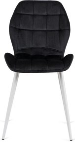 Fekete Bársony Étkezőszék Fehér Lábakkal. LUCKY