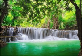 Fotótapéta Flizelin Háttérkép Hálószoba és Nappali Erdei vízesés 152x104