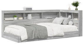 Könyvespolc ágy Szürke Sonoma 90x200 cm Feldolgozott fa