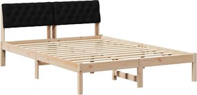 vidaXL Ágykeret fejtámlával Barna és fekete 160 x 200 cm Tömör fenyőfa