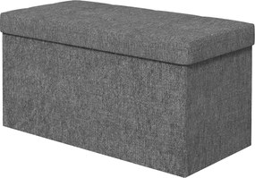 HOMCOM Tároló Trunk Ágyhoz 84L Összecsukható Tároló Puff Bőrpólóval és Fedéllel a Nappalihoz 76x38x38 cm Sötétszürke | Aosom