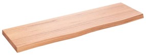 világosbarna kezelt tömör fa fürdőszobai pult 100x30x(2-4) cm