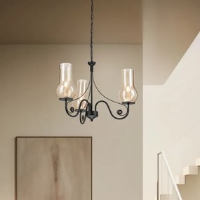 Brilagi - LED Csillár láncon COTTAGE 3xE14/40W/230V fekete/barna