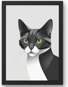 Poszter Fekete-fehér macska Minimal Art