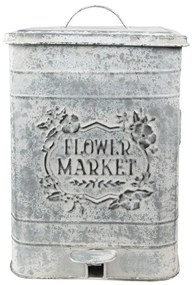 Vintage antikolt fém szemetesvödör szürke Flower Market