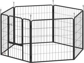 PawHut Puppy Playpen 80 cm Magas, 6-Darabos Kutyafuttató DIY Kiskutyák Számára, Ajtós, Önmagában Álló Kifutó Kis és Közepes Kutyáknak, Acél, Szürke |