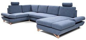 AVESTA kárpitozott, U-alakú, kinyitható sarokülőgarnitúra tárolóhellyel, kék