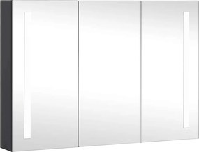 vidaXL tükrös fürdőszobaszekrény LED világítással 89 x 14 x 62 cm