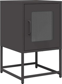 vidaXL fekete hidegen hengerelt acél éjjeliszekrény 36x39x60,5 cm