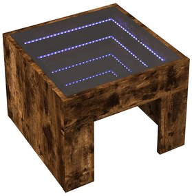 Füstös tölgy végtelen hatású LED-es éjjeliszekrény 40x40x30 cm