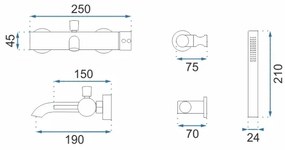 REA-B6635 - LUNGO fürdőkád-szett arany