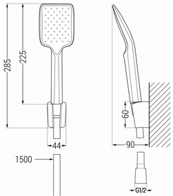 Mexen tartozékok - 1 pontos kézizuhany készlet R-62, fehér, 785625052-20