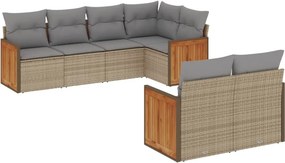 vidaXL 7 részes bézs polyrattan kerti ülőgarnitúra párnákkal