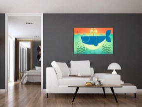 Kép - Vidám bálna a tengerben (90x60 cm)