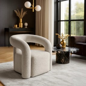 Designer Fotel Szürke Bouclé Kárpittal. BRAZIL