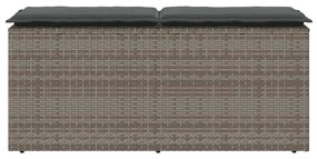 szürke polyrattan kerti pad párnával 116 x 46 x 57 cm