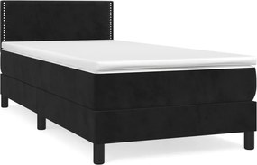 vidaXL fekete bársony rugós ágy matraccal 90 x 200 cm
