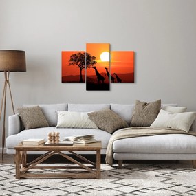 Zsiráfok képe naplementekor (90x60 cm)