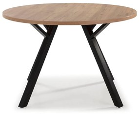 Kerek étkezőasztal tölgyfa dekorral ø 120 cm Beni - Marckeric
