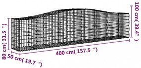 vidaXL 20 db íves horganyzott vas gabion kosár 400x50x80/100 cm